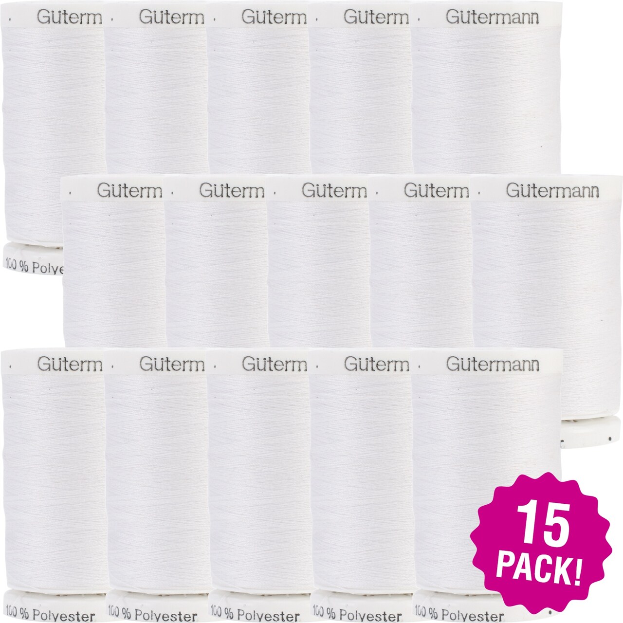Multipack of 15 - Gutermann Sew-All Thread 547yd-Nu White